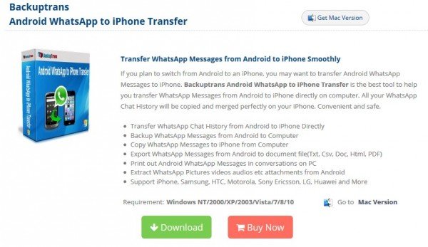 backuptrans android whatsapp to iphone transfer for mac